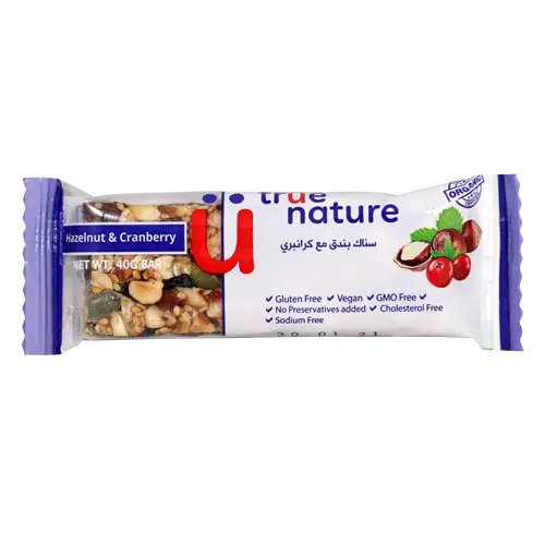 Organic Hazelnut & Cranberry bar | Gluten Free,High Fiber,No Added Sugar,Non GMO,Organic,Paleo,Vegan