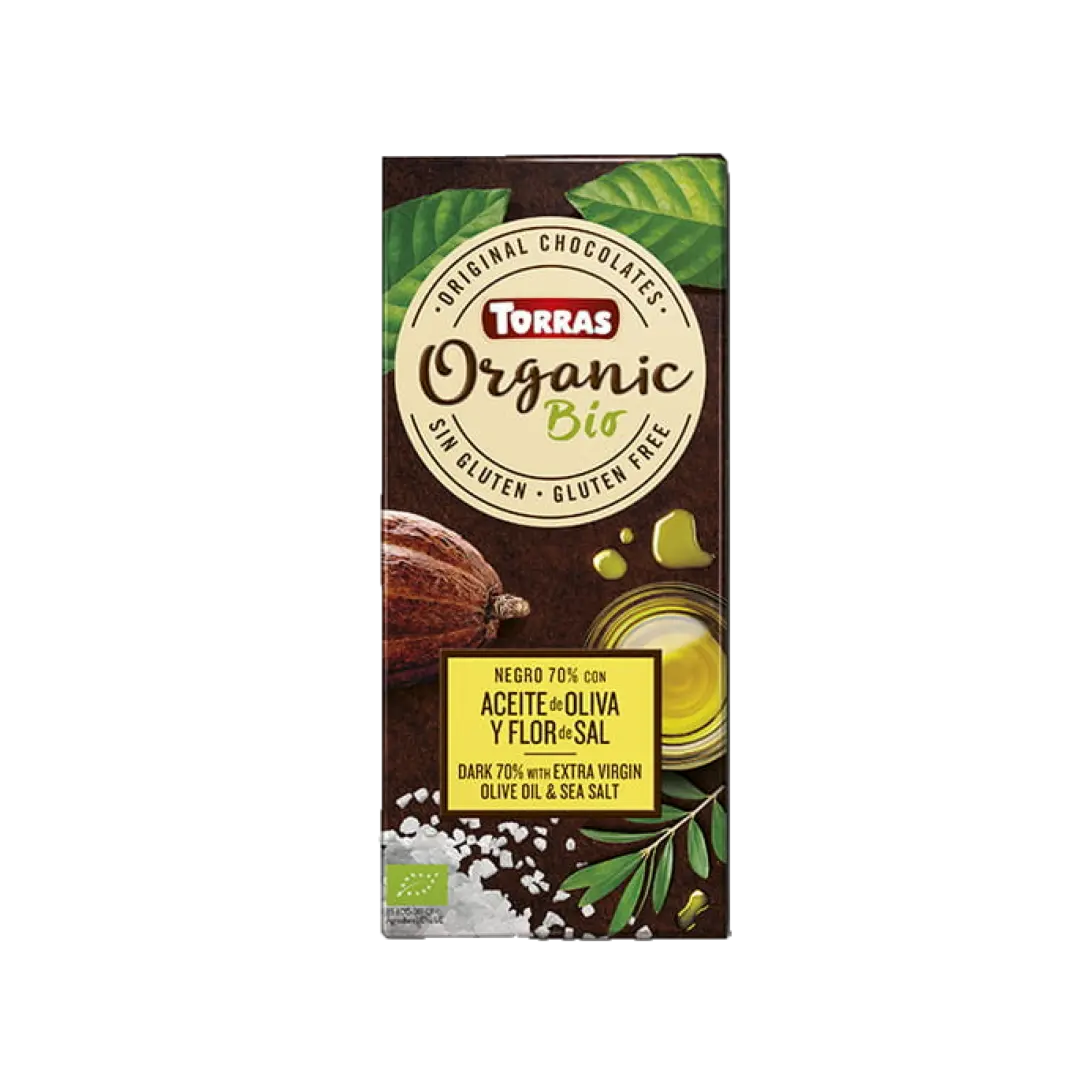 Organic 70% Dark Chocolate with Sea Salt and Olive Oil Torras