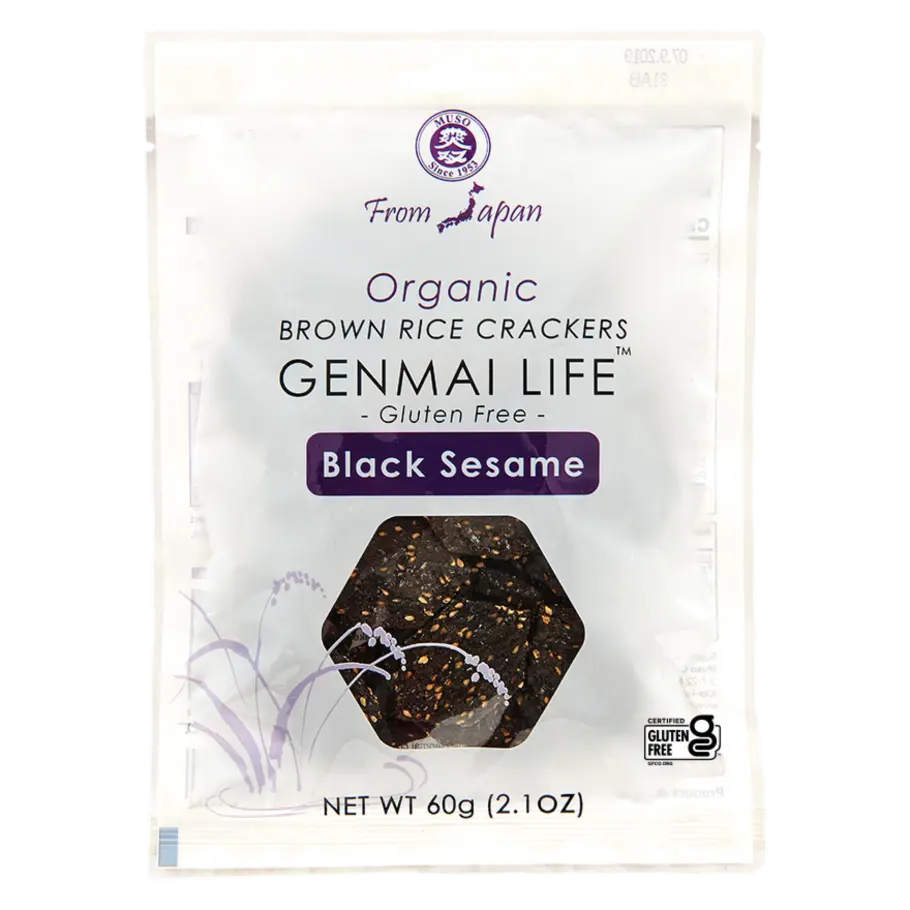 Organic GF Brown Rice Black Sesame Crackers | Gluten Free,Non GMO,Organic,Out of Stock,Vegan