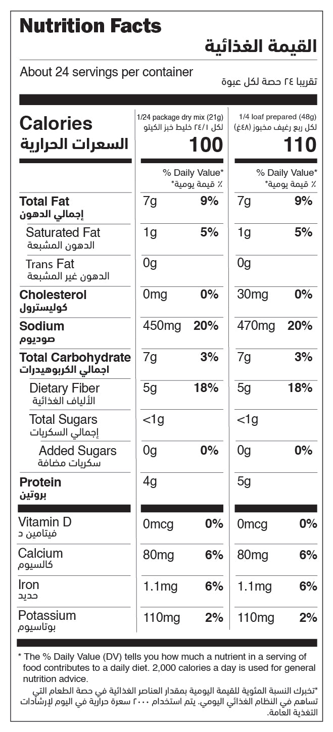 Keto Bread Mix Gluten Free nutrition facts