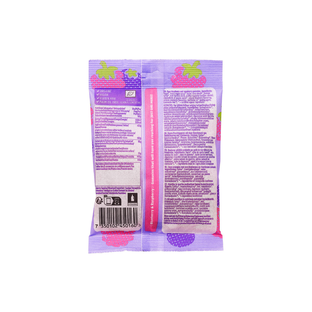 Blue Raspberry Gummies Vegan Organic & Vegan Sour Blueberry & Raspberry Gummies - Nabat Organic