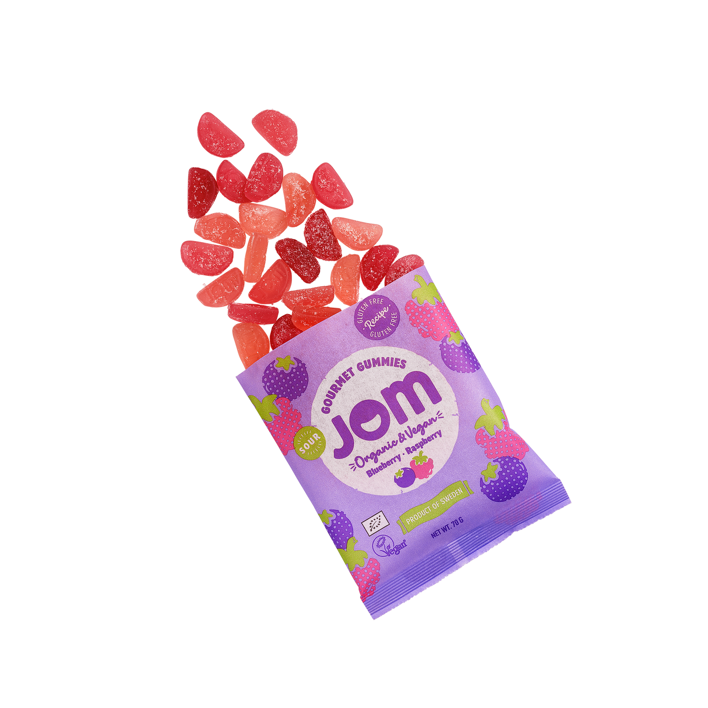 Organic & Vegan Sour Blueberry & Raspberry Gummies JOM