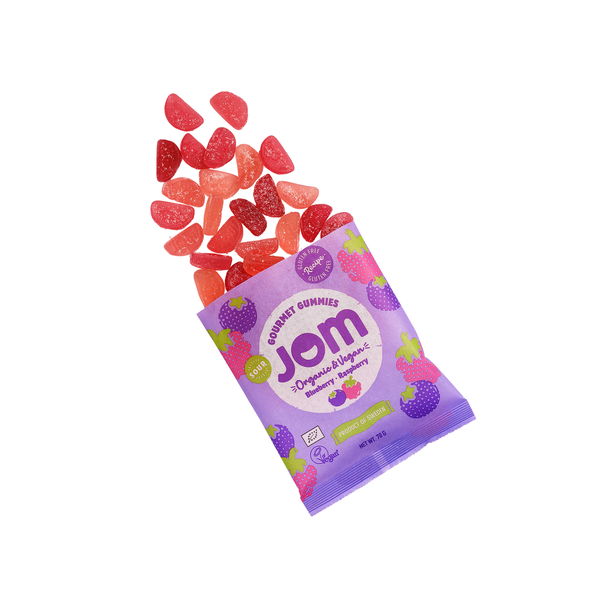 Organic & Vegan Sour Blueberry & Raspberry Gummies JOM