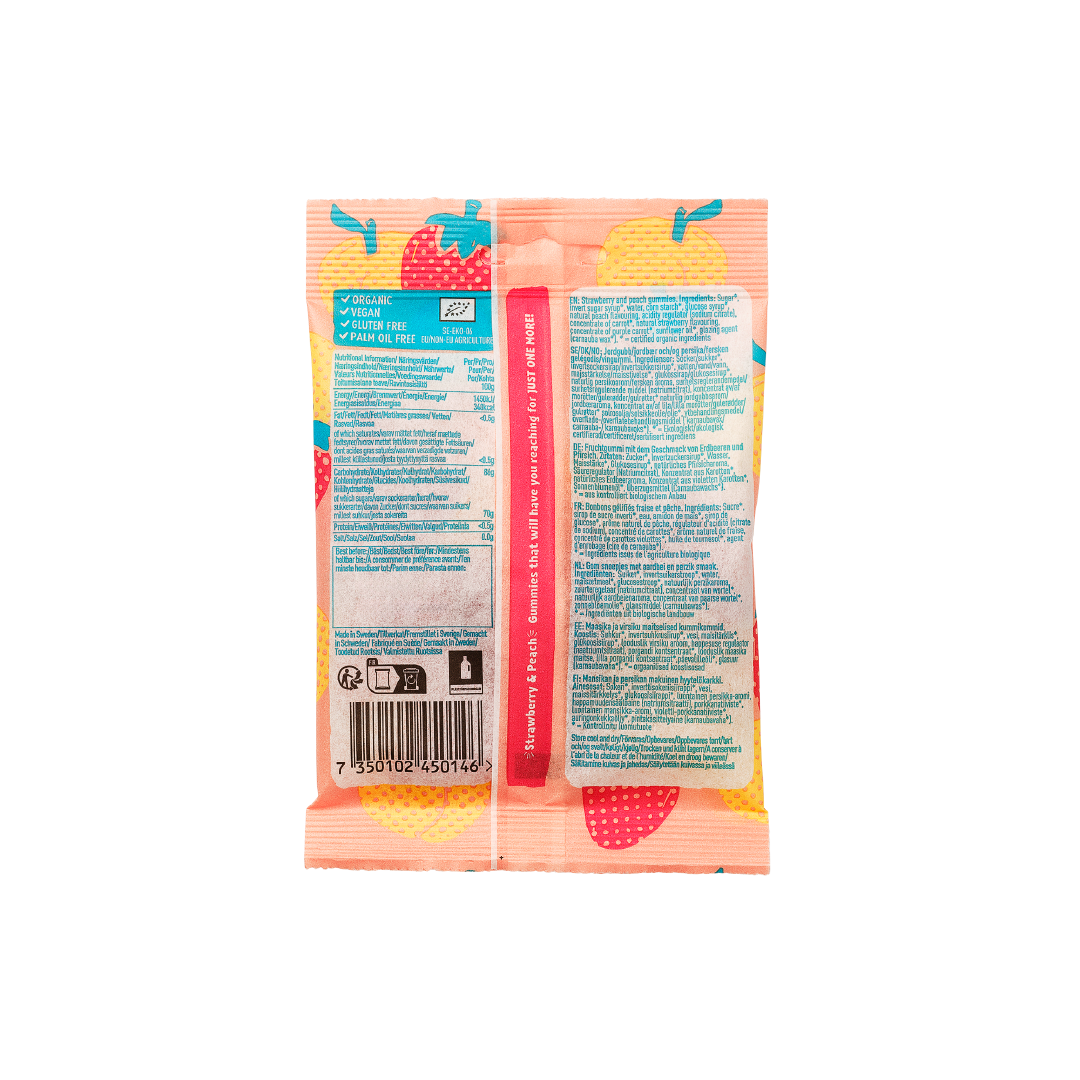 Organic & Vegan Strawberry & Peach Gummies JOM