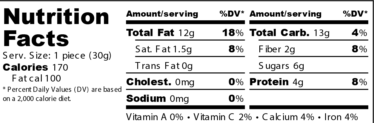 Organic Nuts & Spices Bar nutrition facts