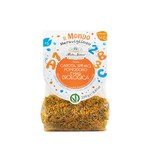 Organic Gluten Free Corn & Vegetables Kids Pasta - Letters Pasta Natura