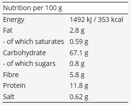 Organic Gluten Free Buckwheat Crackers nutrition facts