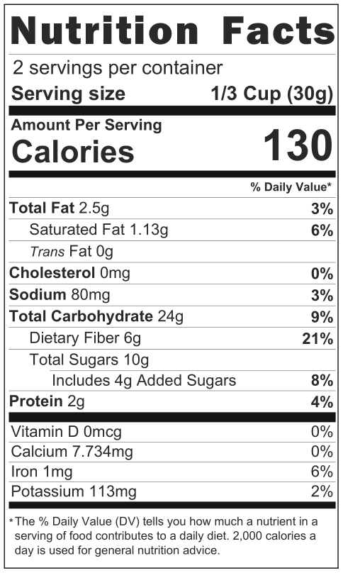 Shiitake Mushroom Chips (Sea Salt) nutrition facts