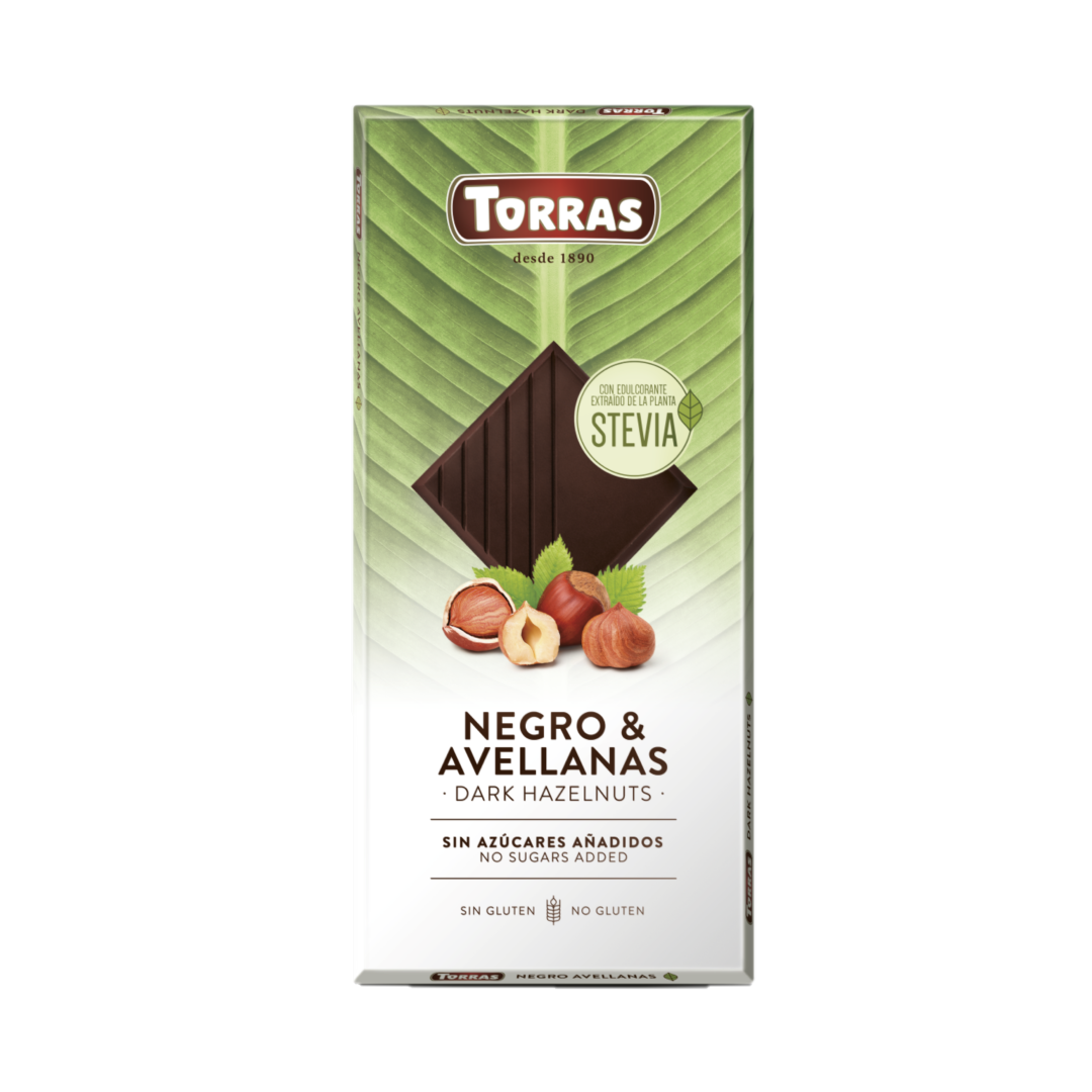 Stevia S/F Dark & Hazelnuts Chocolate Torras