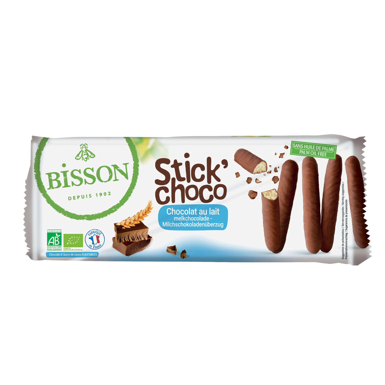 Organic Stick Choco Milk Chocolate Bisson