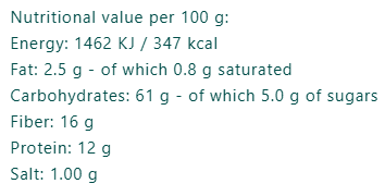 Organic Bran Flakes nutrition facts