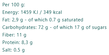 Organic Cocoa Smiles nutrition facts