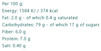 Organic Honey Balls nutrition facts