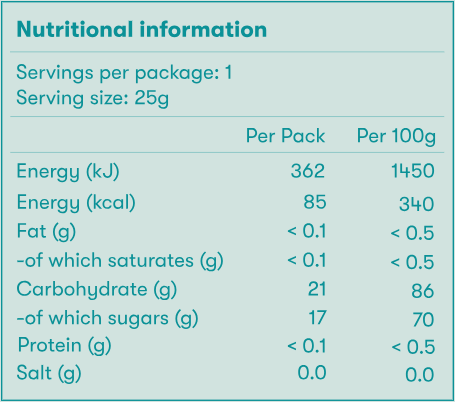 Organic & Vegan Sour Juicy Peach Gummies-Snack Pack nutrition facts