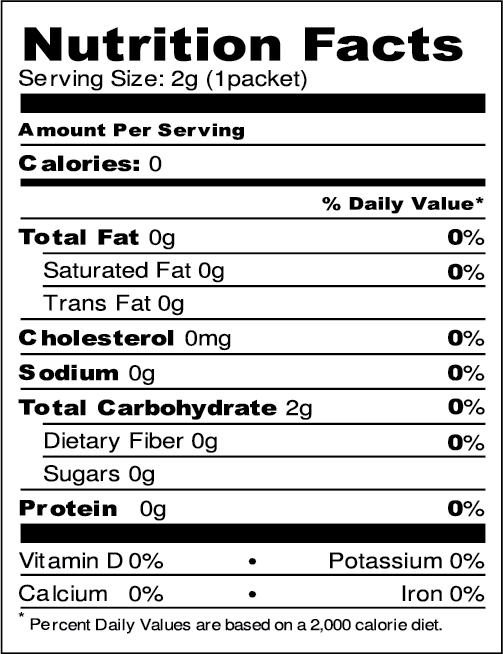 Organic Stevia 40 Packets nutrition facts