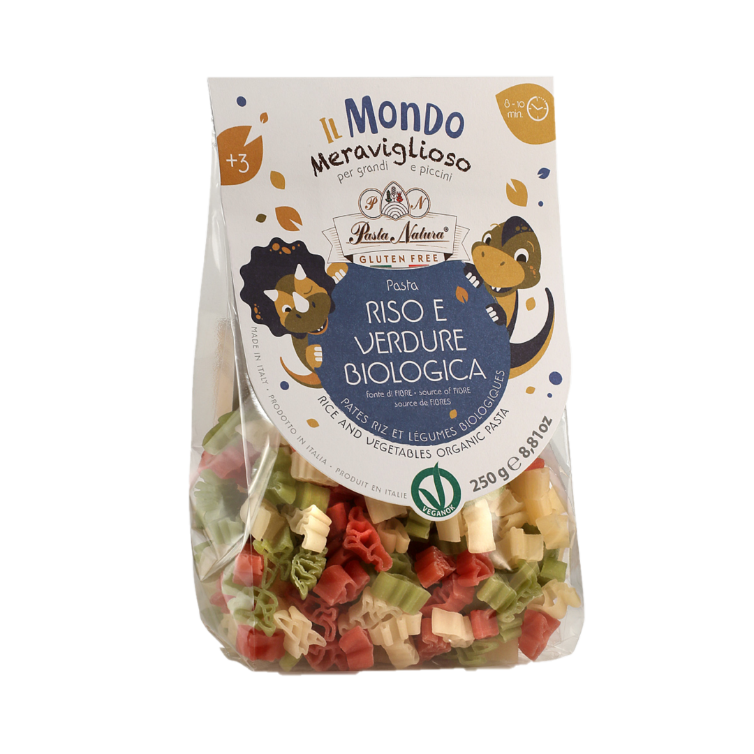 Organic Gluten Free Rice & Vegetables Kids Pasta - Dinosaurs