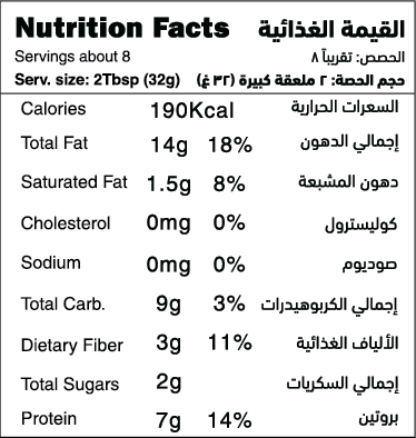 Natural Pistachio Butter nutrition facts