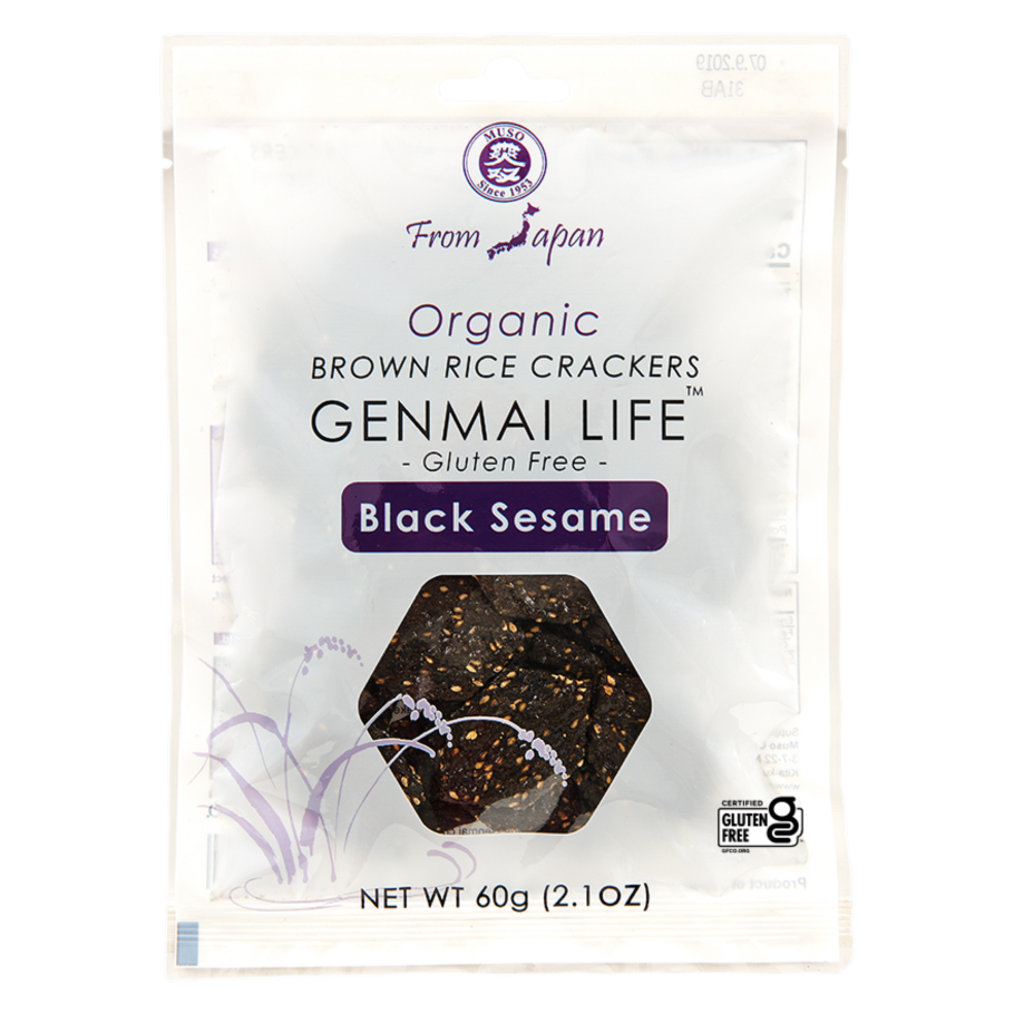 Organic GF Brown Rice Black Sesame Crackers