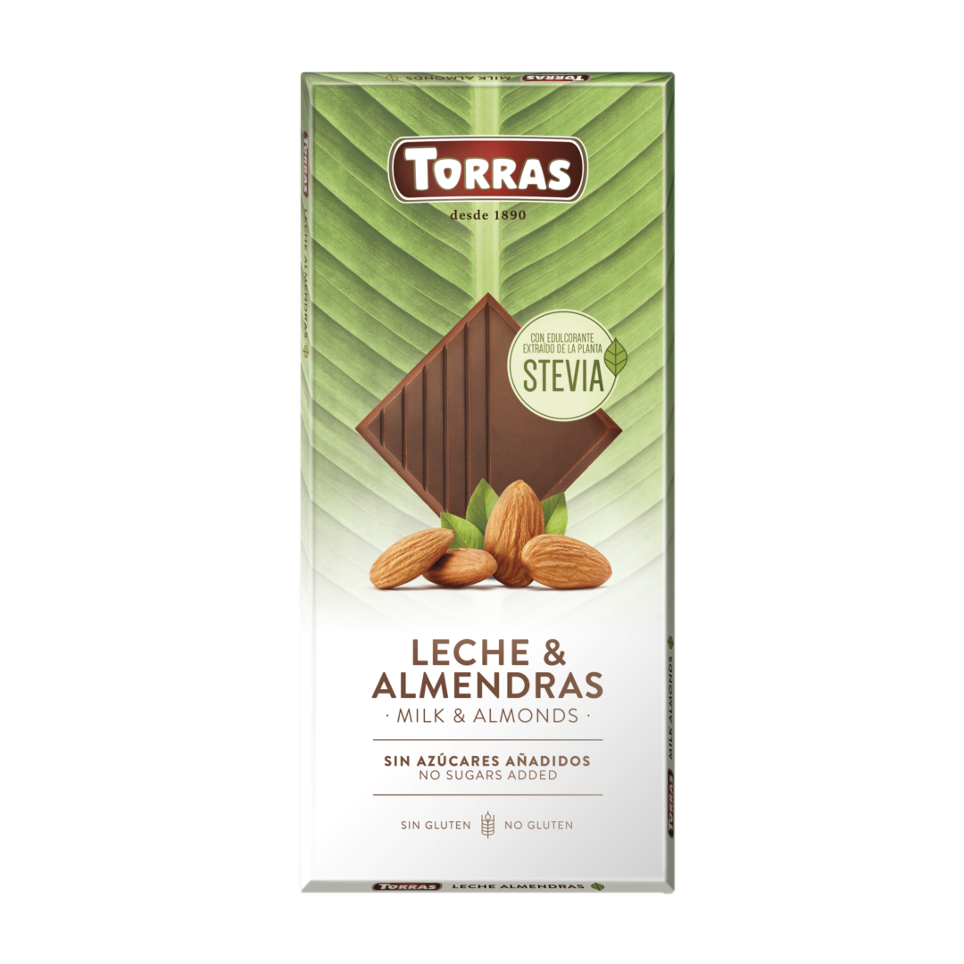 Stevia S/F Milk & Almond Chocolate Torras
