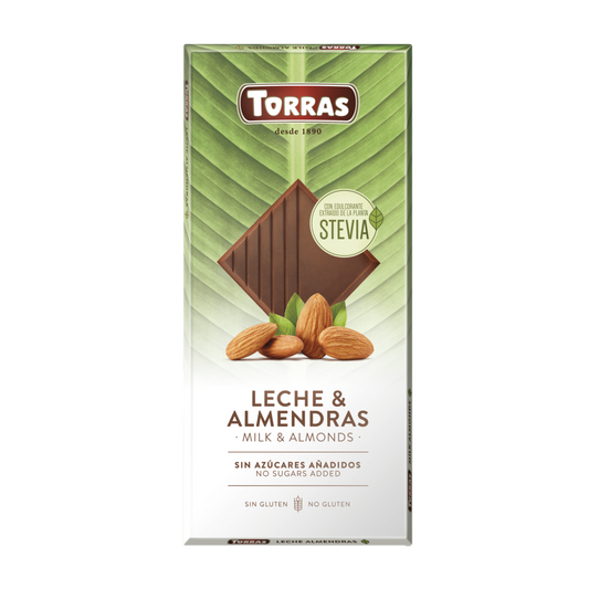 Stevia S/F Milk & Almond Chocolate Torras